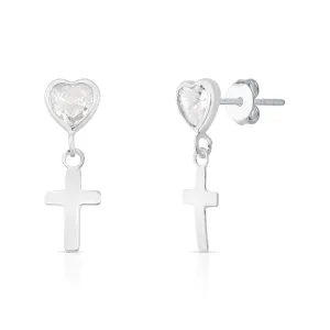 Brinco Coração e Cruz